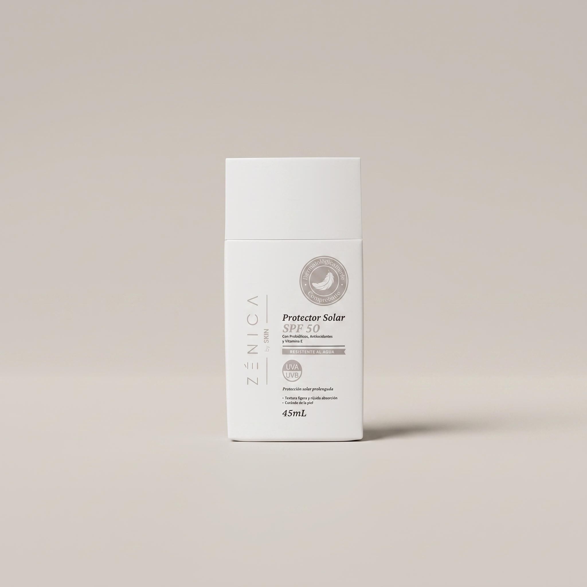 Protector Solar SPF 50 Zénica, textura ligera UVA/UVB