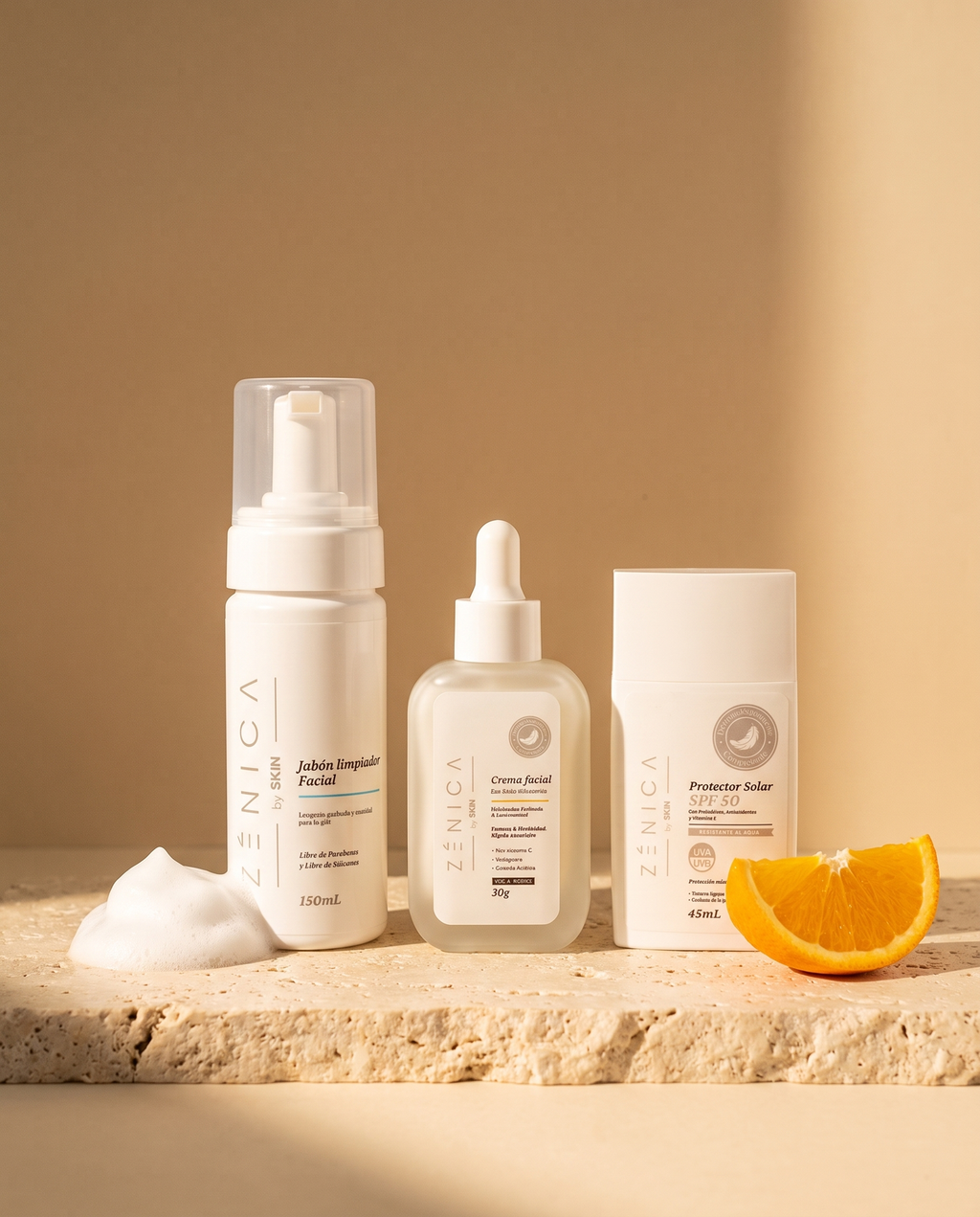 Kit Glow Diario Zénica — jabón, crema y protector