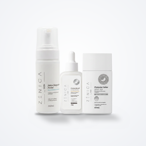 Kit Glow Diario Zénica — Jabón, Crema Vitamina C y Protector SPF 50