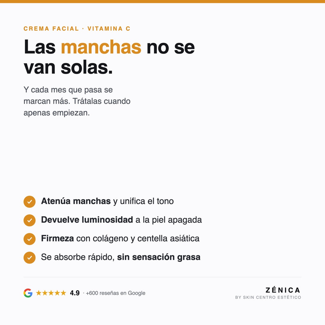 Crema Vitamina C Zénica: atenúa manchas, unifica el tono y devuelve luminosidad